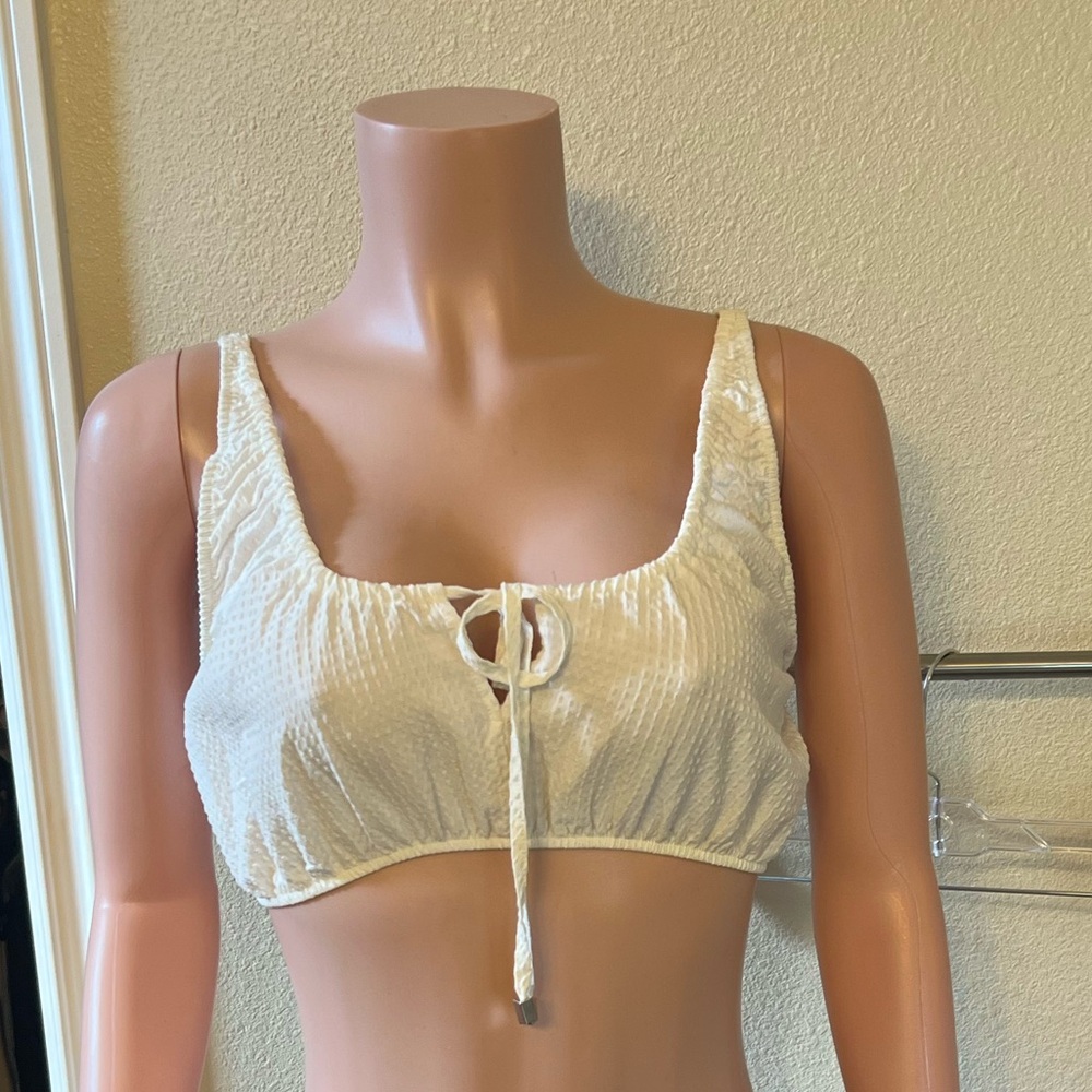 Zara Ivory Tie-Front Bralette. Size M.